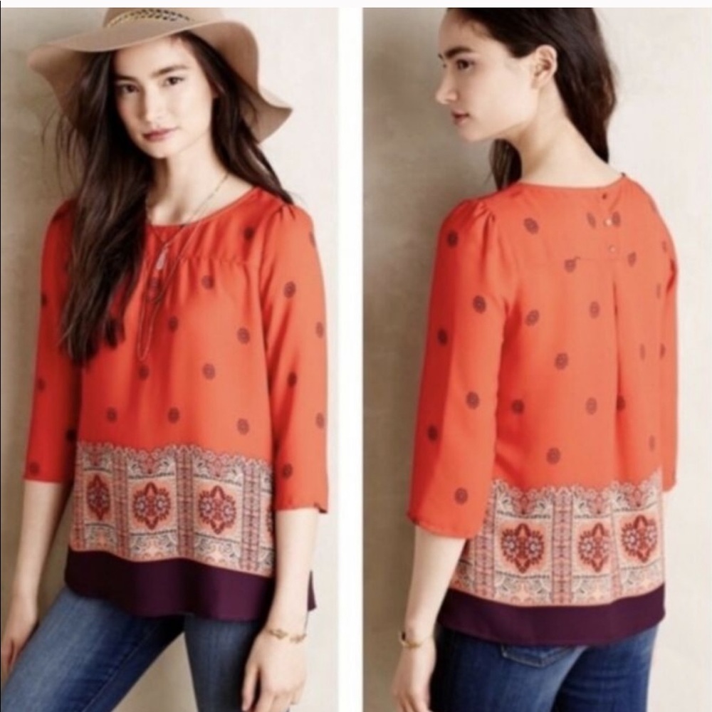 Anthro Maeve red lightweight top